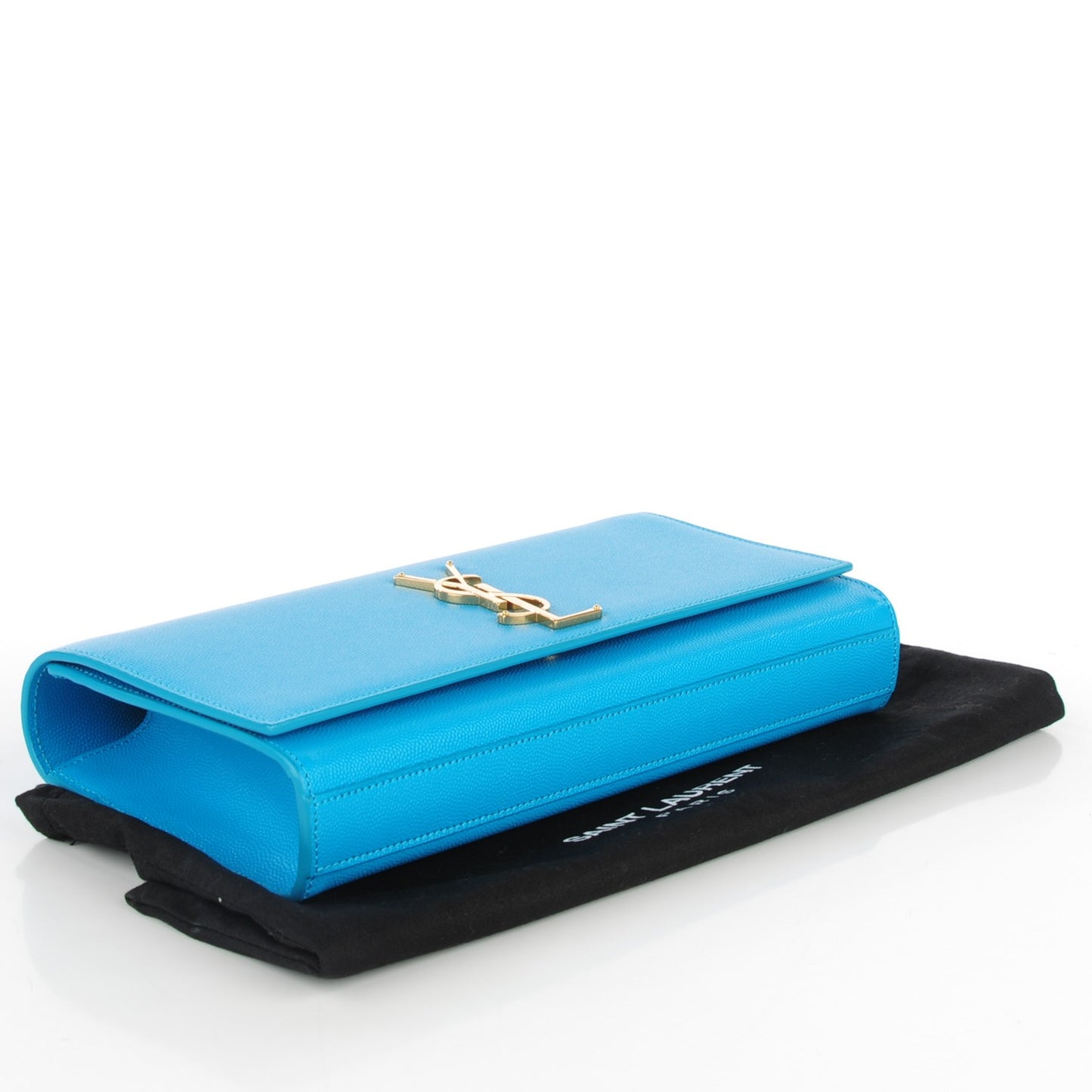 Grain De Poudre Classic Monogram Clutch Turquoise