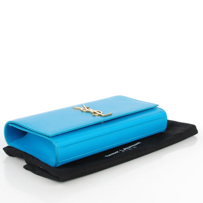 Saint Laurent Grain De Poudre Classic Monogram Clutch Turquoise 5 of 9