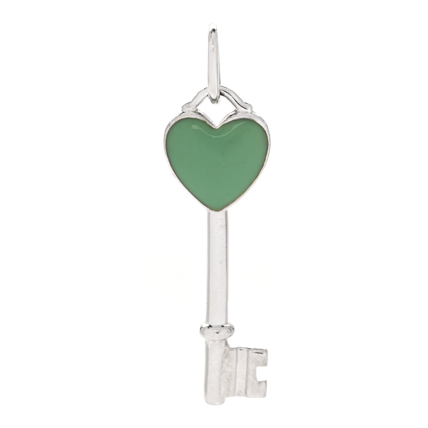 Sterling Silver Enamel Heart Key Pendant Blue