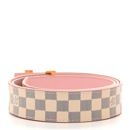 Louis Vuitton Damier Azur LV Initiales 32mm Belt 85 34 Rose Ballerine 2 of 7