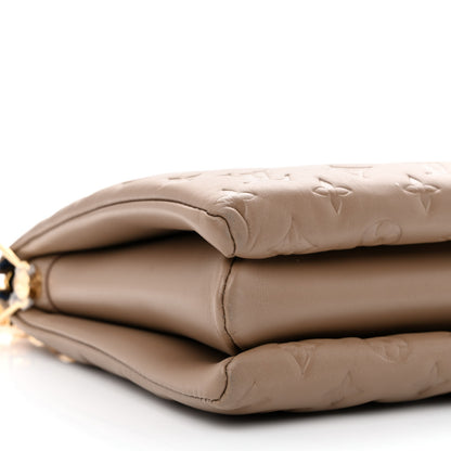 Louis Vuitton Lambskin Embossed Monogram Coussin MM Taupe 10 of 11