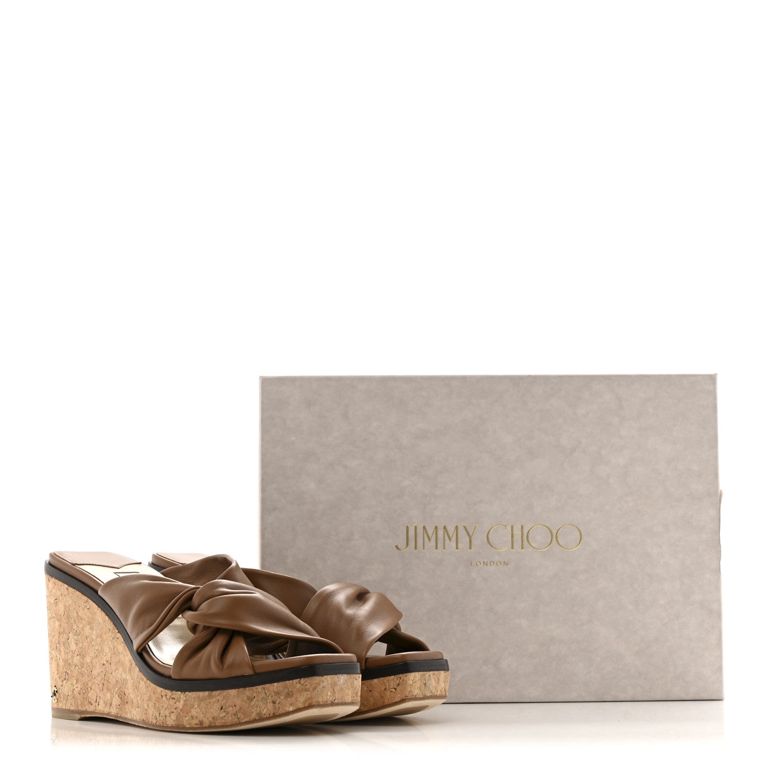 Jimmy Choo Soft Nappa Narisa 90 Wedge Mules 37.5 Cuoio 10 of 10