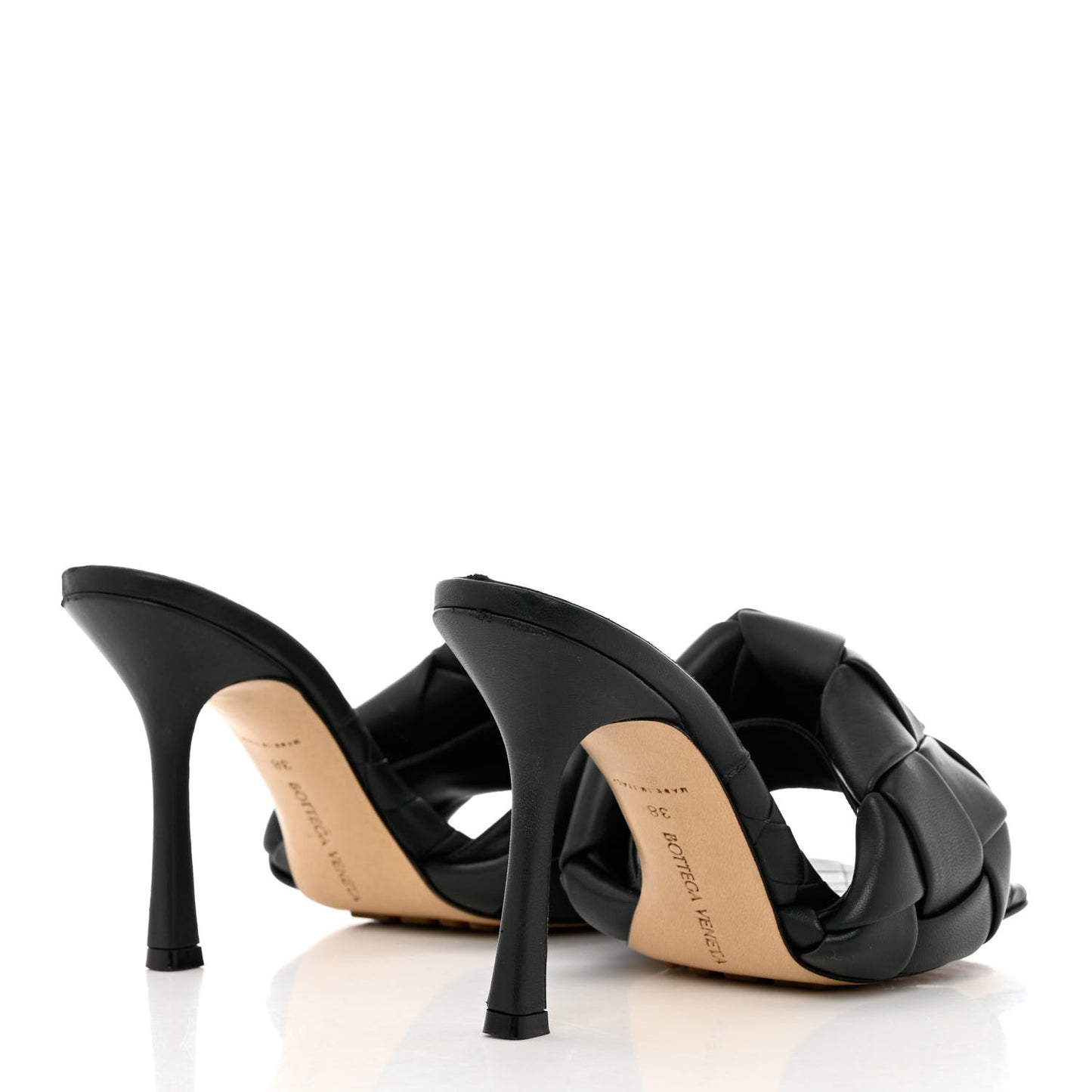 Nappa Maxi Intrecciato Lido Mule Sandals 38 Black