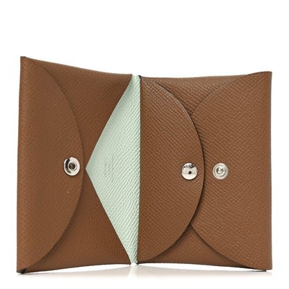 Hermes Epsom Verso Calvi Duo Card Case Alezan Vert Peppermint 5 of 8