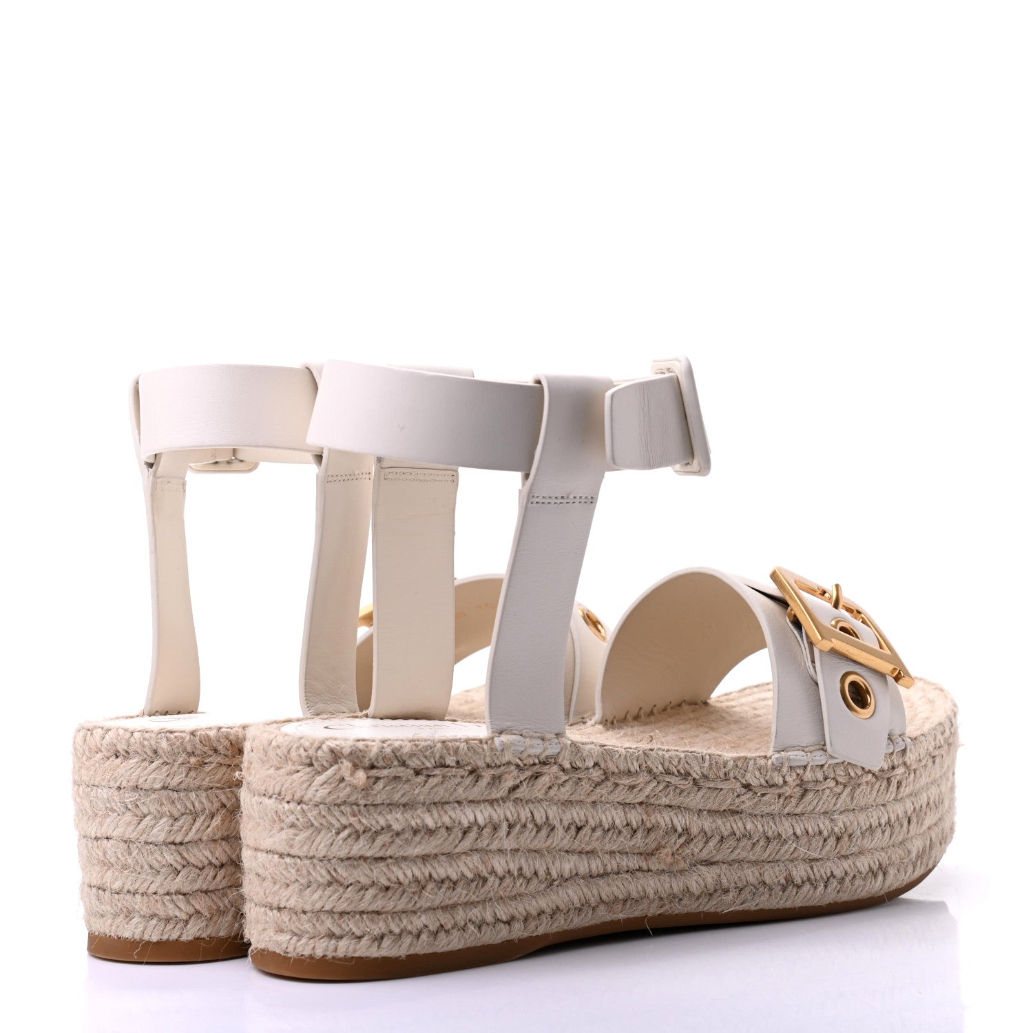 Christian Dior Calfskin D-Dior Espadrille Platform Sandals 40 White 4 of 12