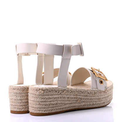 Christian Dior Calfskin D-Dior Espadrille Platform Sandals 40 White 4 of 12