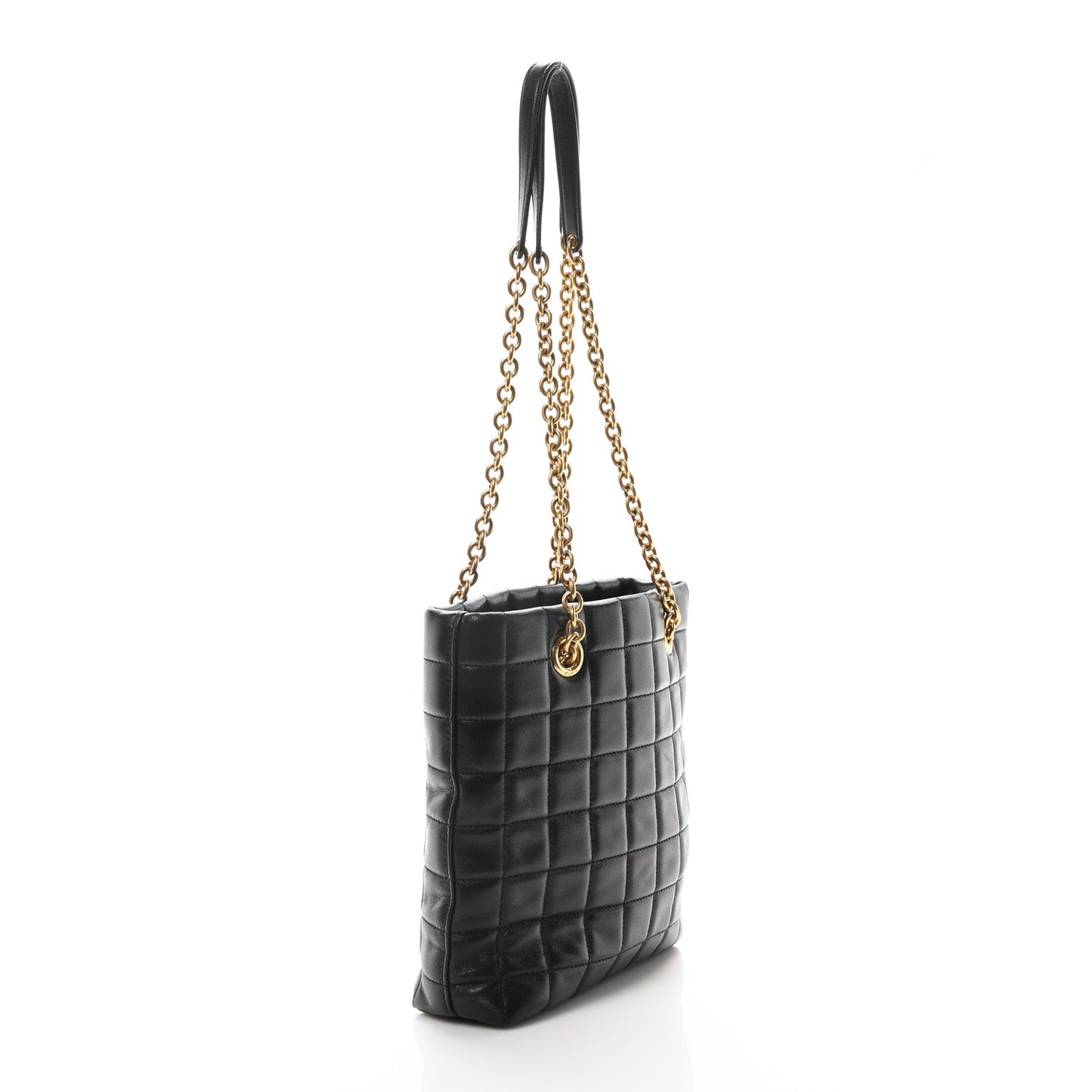 Lambskin Carre Quilted Mini Shopping Bag Black