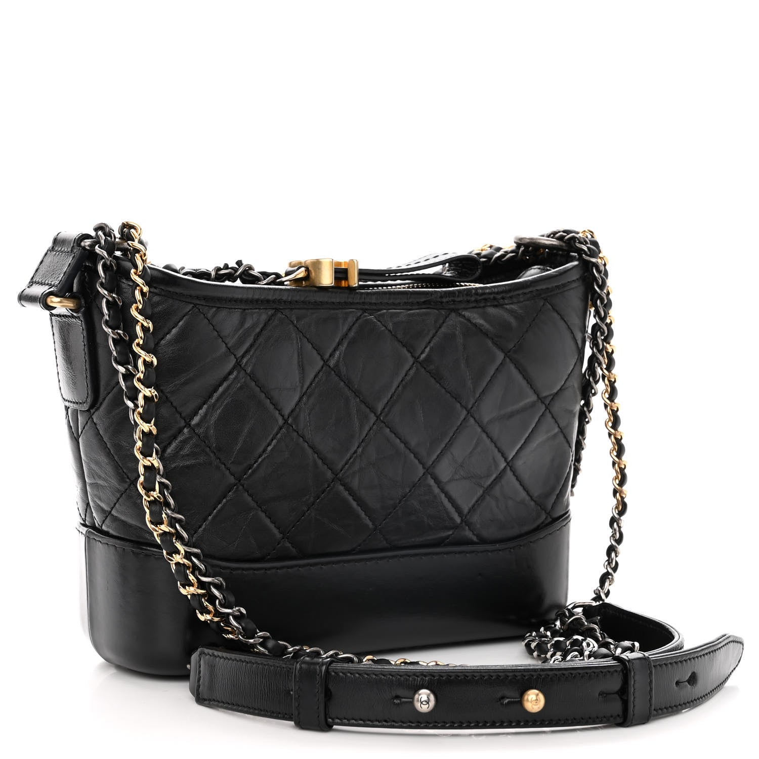 Chanel Aged Calfskin Quilted Small Gabrielle Hobo Black 3 of 10