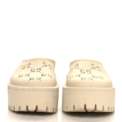 Gucci Rubber GG Monogram Perforated Elea Platform 55mm Lug Sole Sandals 36 Mystic White 2 of 13