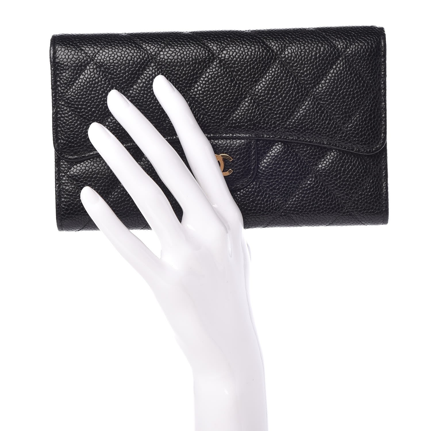 Chanel Caviar Quilted Long Flap Wallet Black 2 of 9