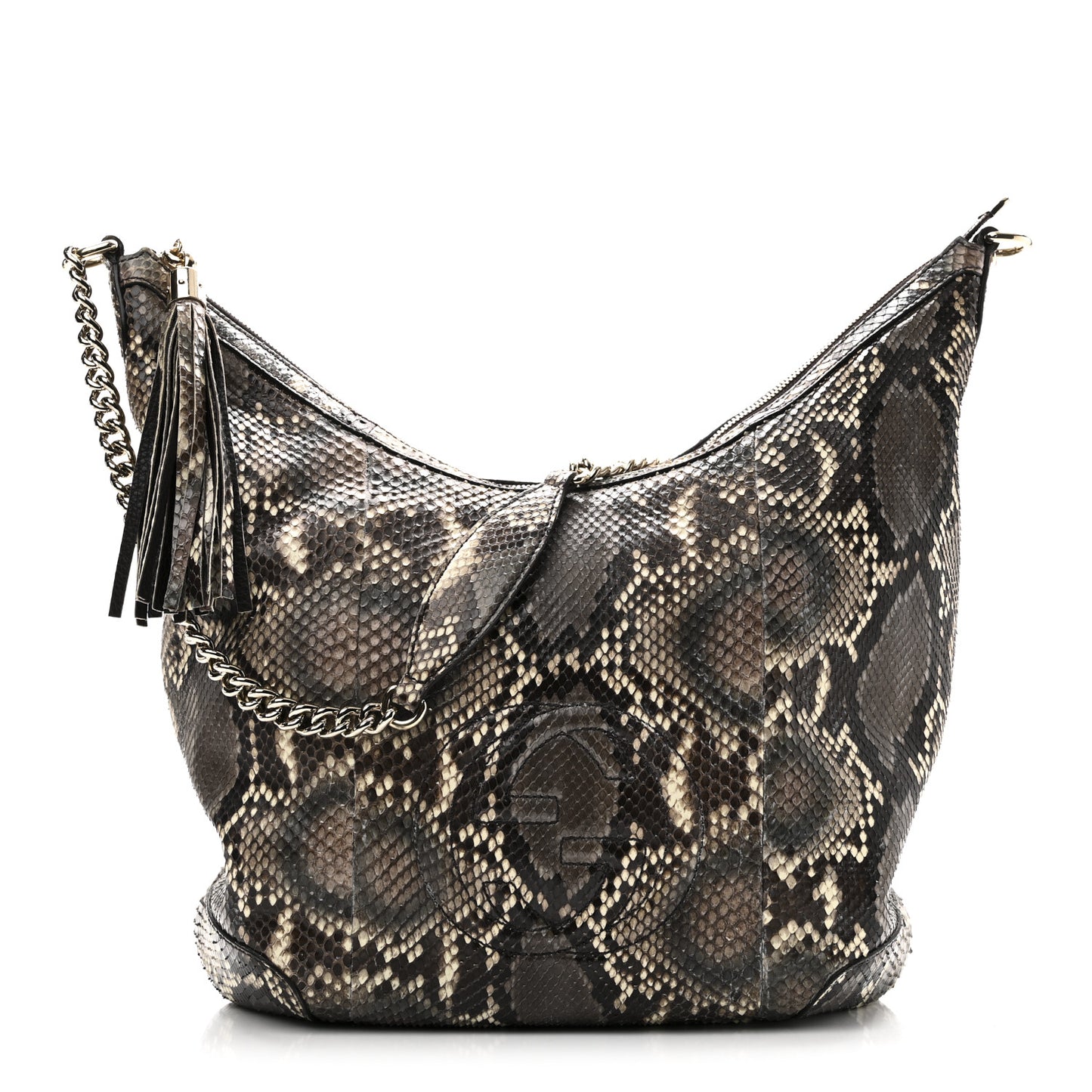 Python Medium Soho Chain Hobo Beige