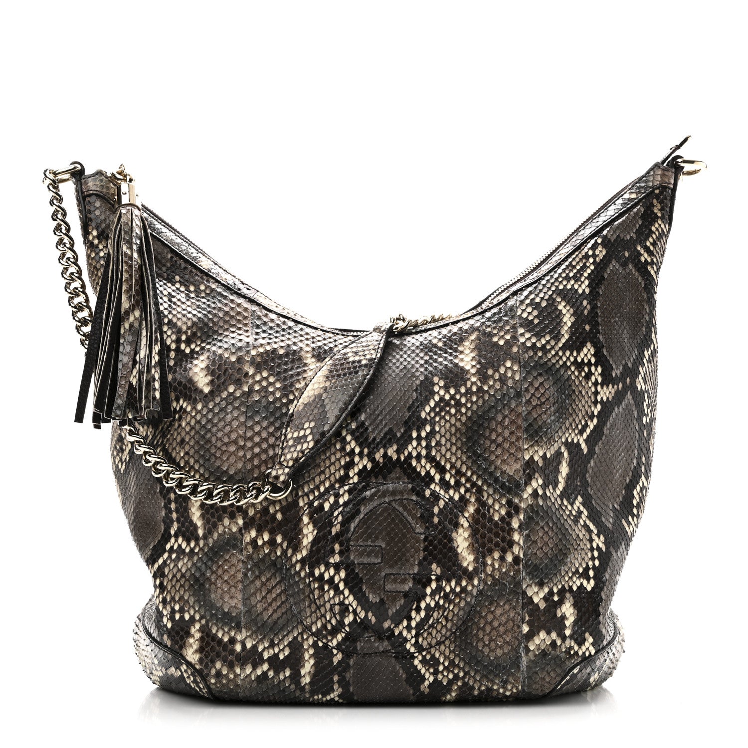 Gucci Python Medium Soho Chain Hobo Beige 1 of 10