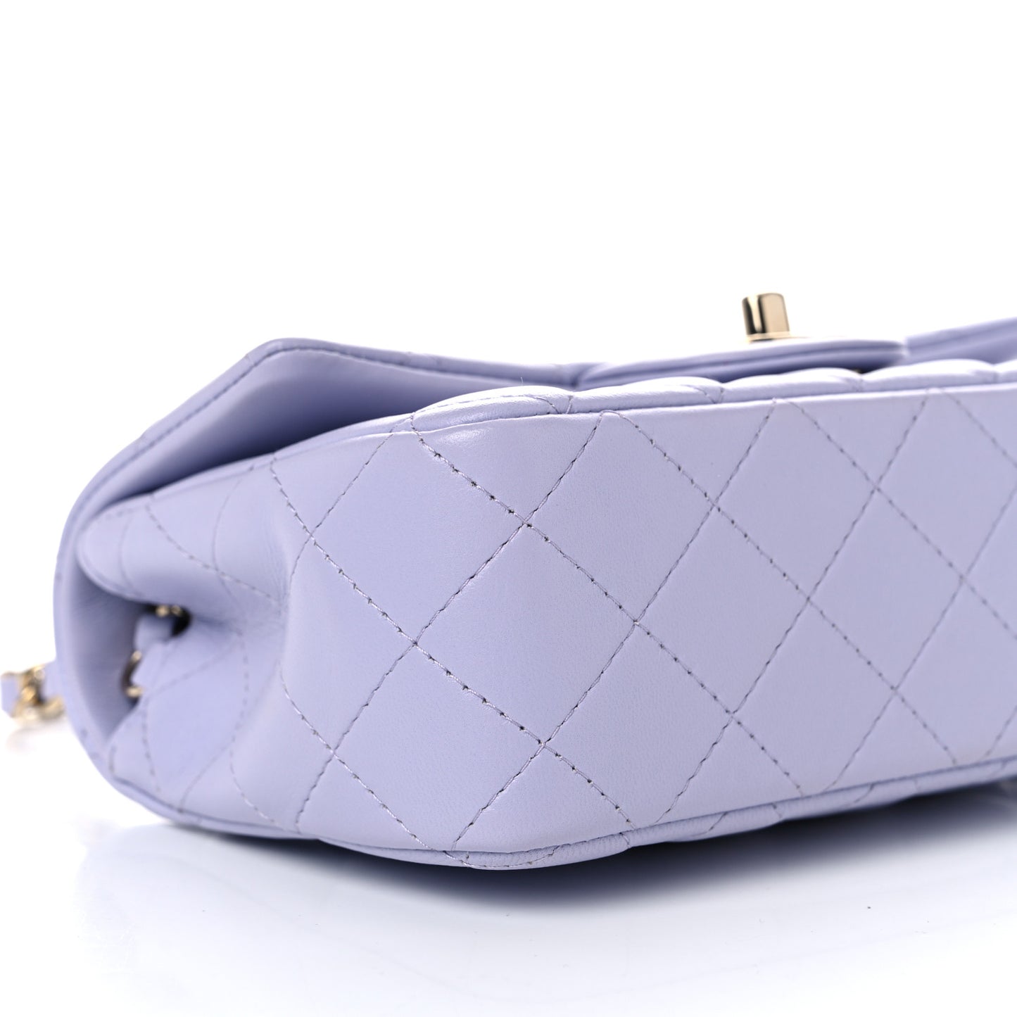 Lambskin Quilted Mini Rectangular Flap Light Purple