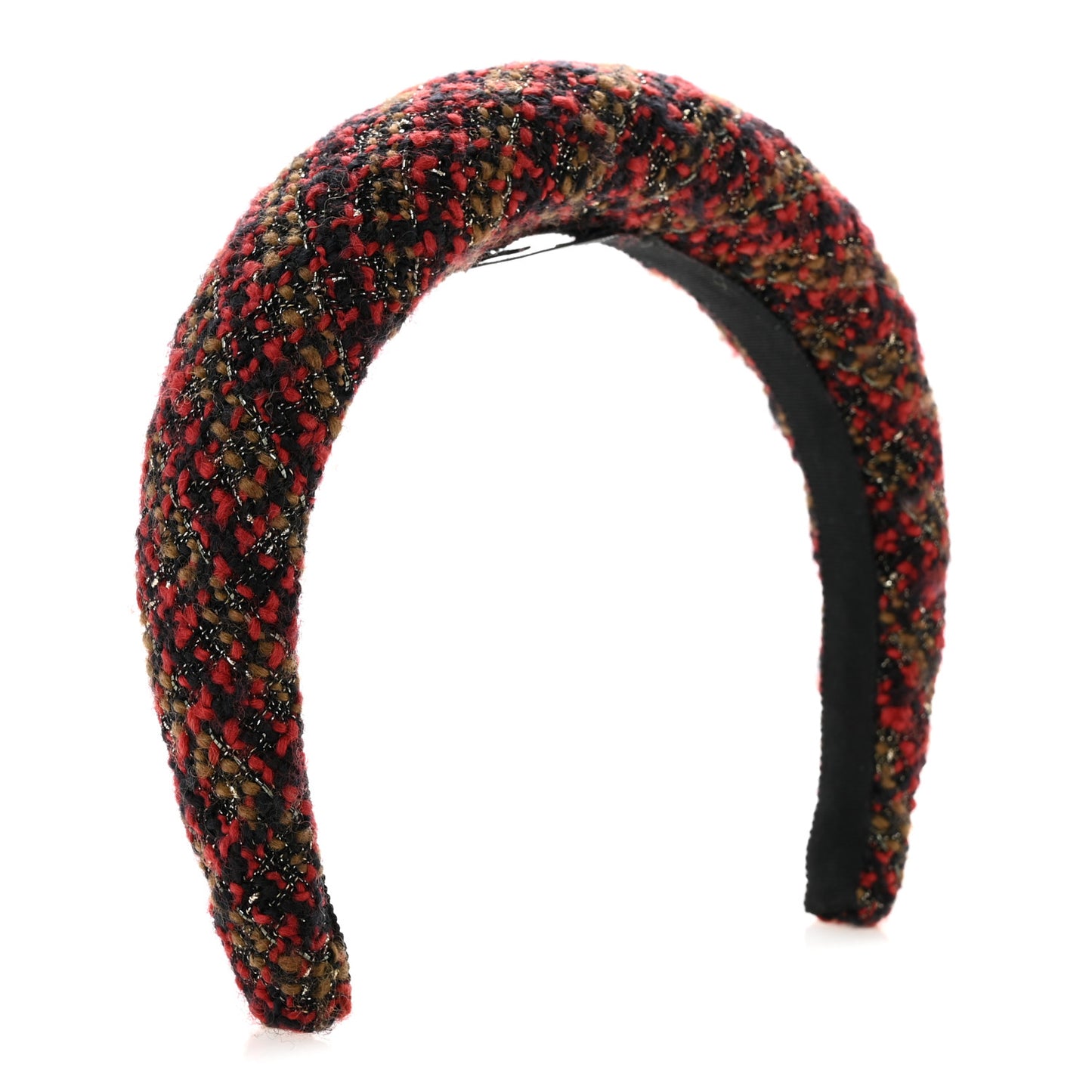 Tweed Headband Red Black Khaki