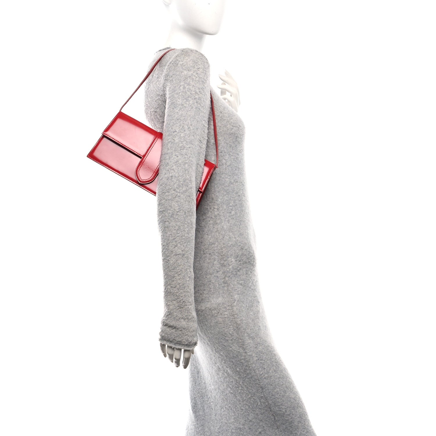 Jacquemus Glazed Calfskin Le Bambino Long Red 2 of 10