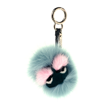Fendi Fox Mink Rabbit Fur Vitello Flamingo Mini Monster Bag Bug Charm Lagoon Black Multicolor 1 of 5