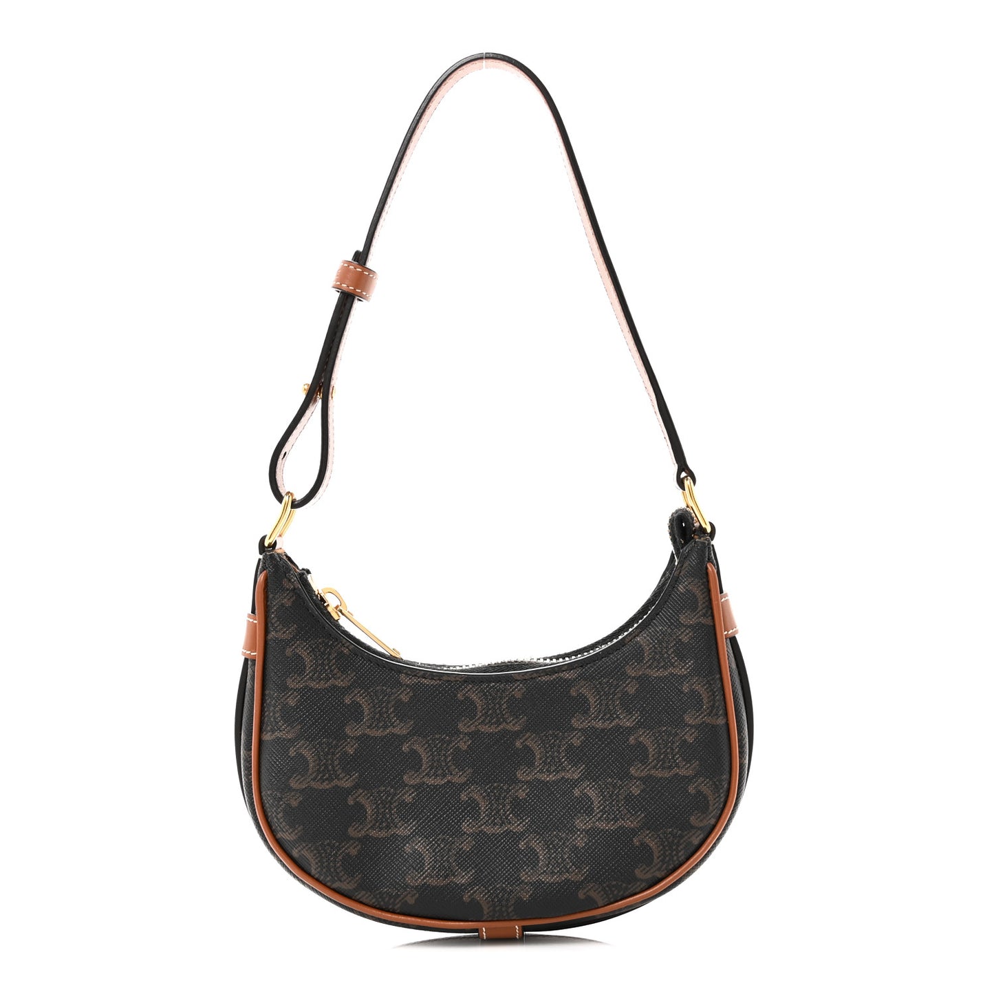 Canvas Calfskin Mini Ava Triomphe Shoulder Bag Tan