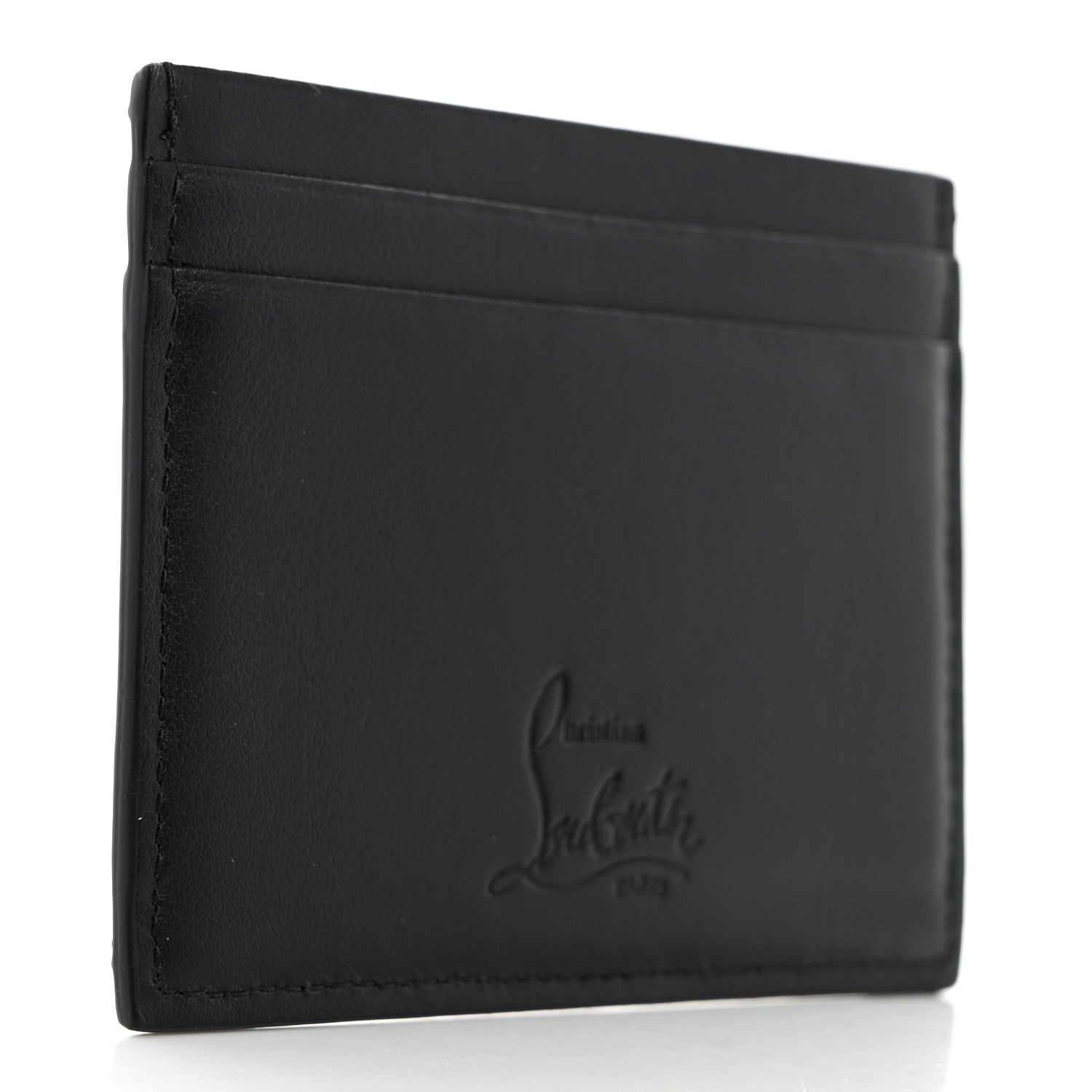 Christian Louboutin Calfskin Paris Spikes Kios Card Holder Black 3 of 6