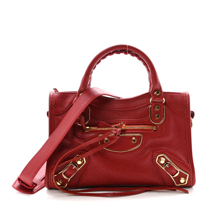 Balenciaga Chevre Gold Metallic Edge Hardware Mini City Rouge Groseille 1 of 11