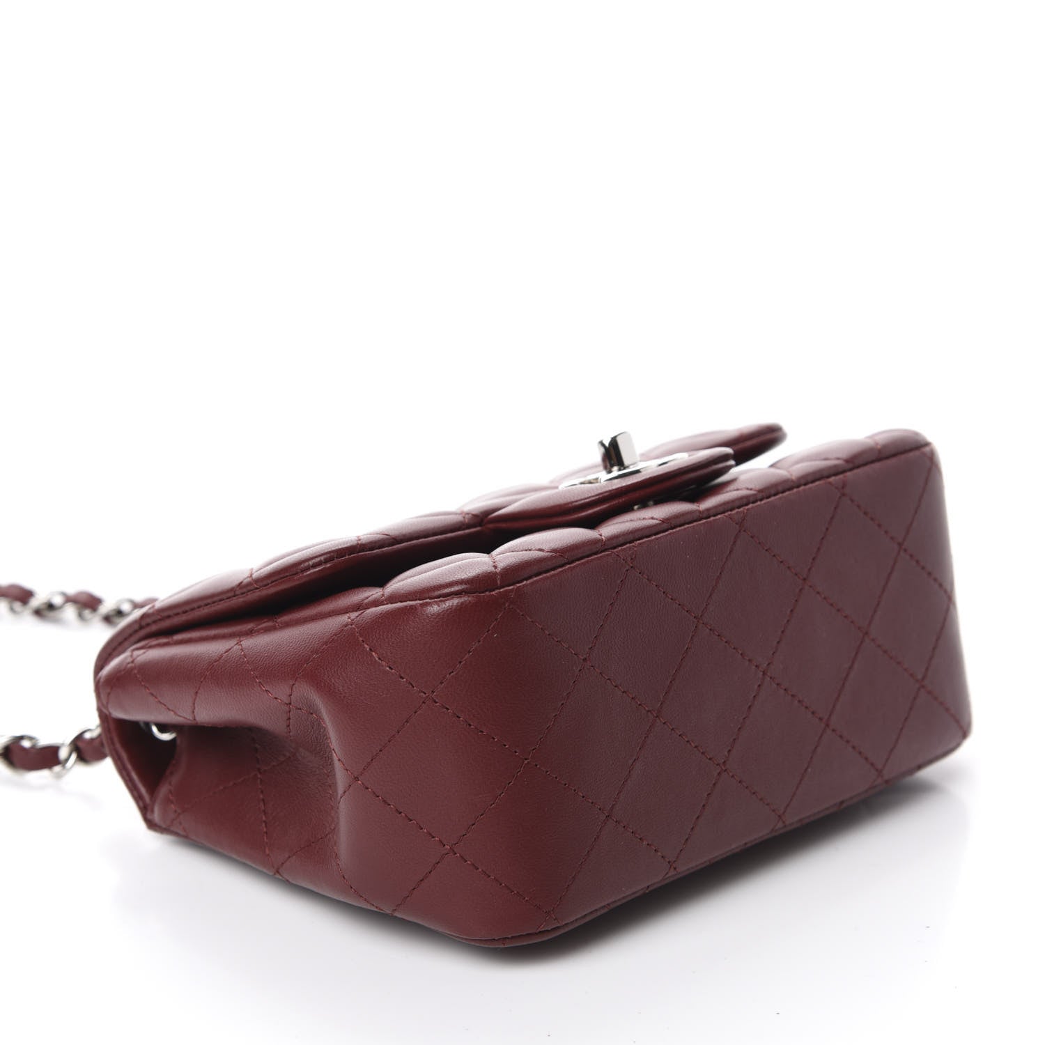 Chanel Lambskin Quilted Mini Square Flap Burgundy 4 of 10