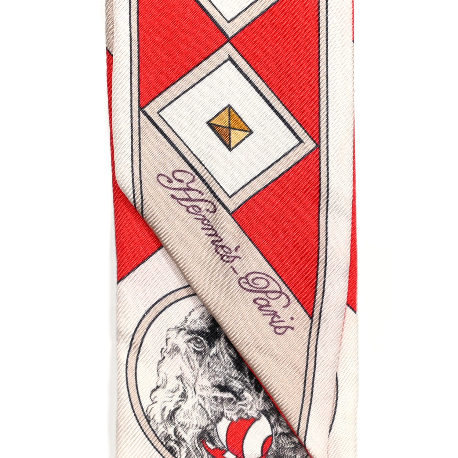 Hermes Silk Colliers Et Chiens Twilly Rouge White Mastic 2 of 5