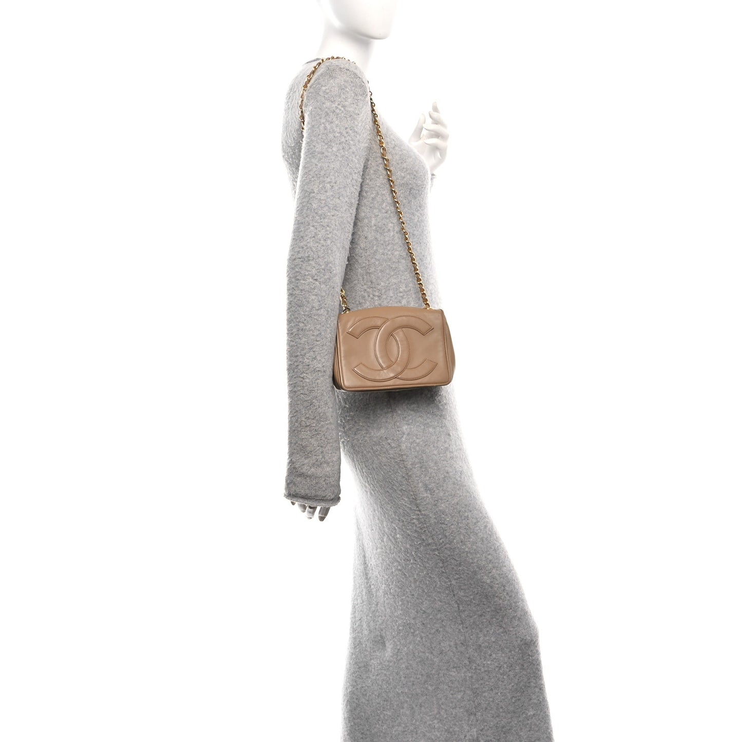 Lambskin Mini Timeless CC Flap Bag Beige