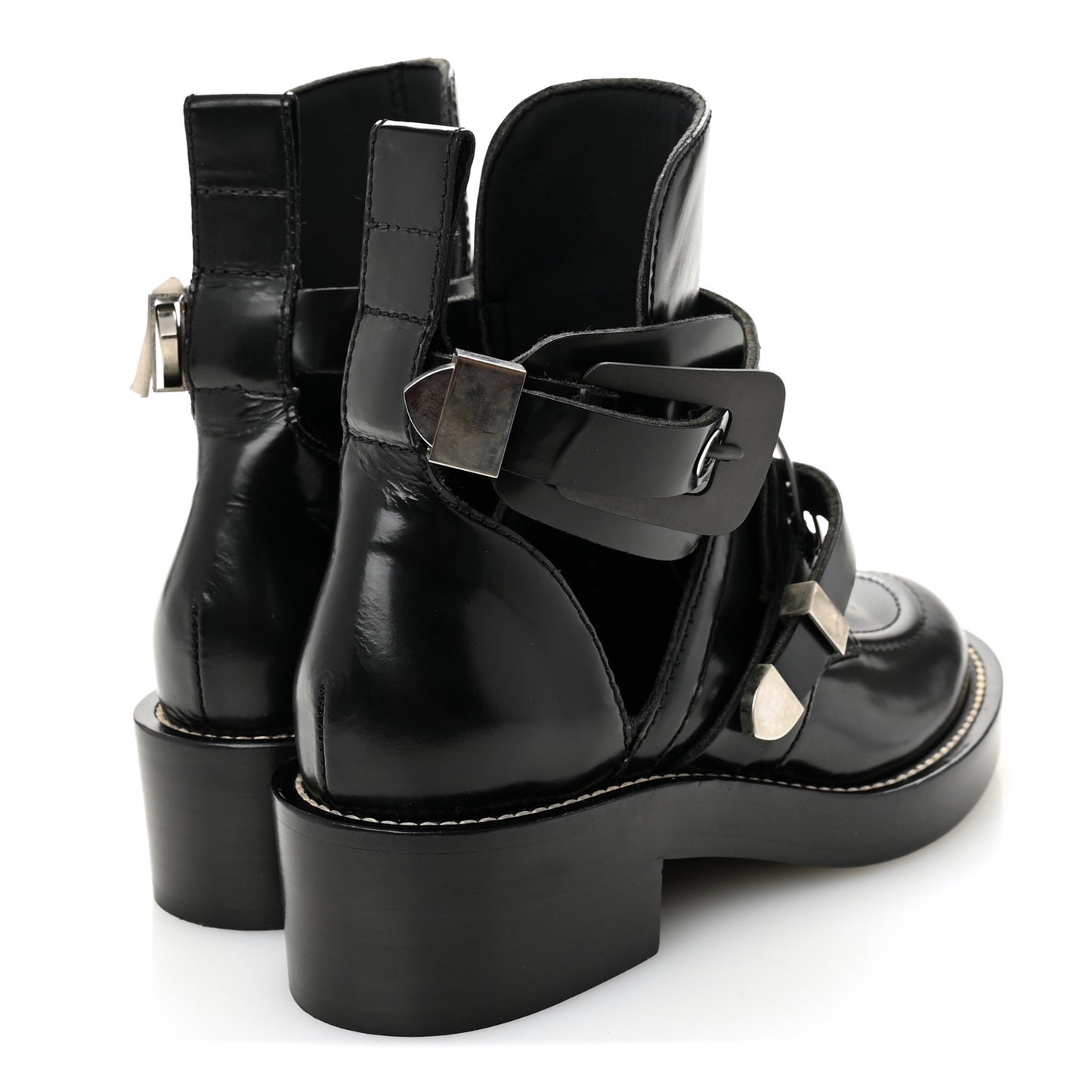 Brushed Calfskin Ceinture Ankle Boots 36.5 Black