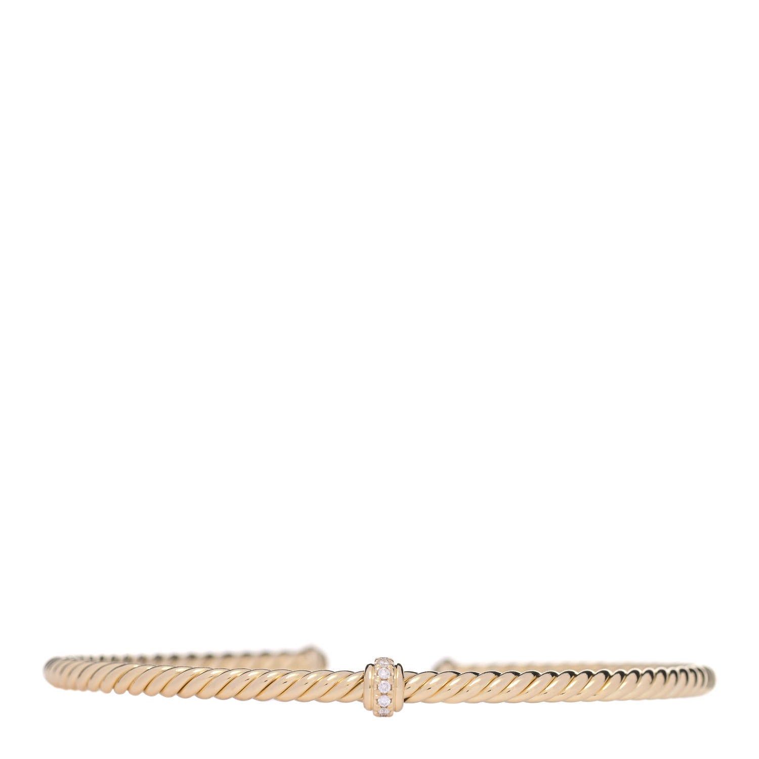 David Yurman 18K Yellow Gold Diamond 3mm Renaissance Center Station Bracelet 1 of 4