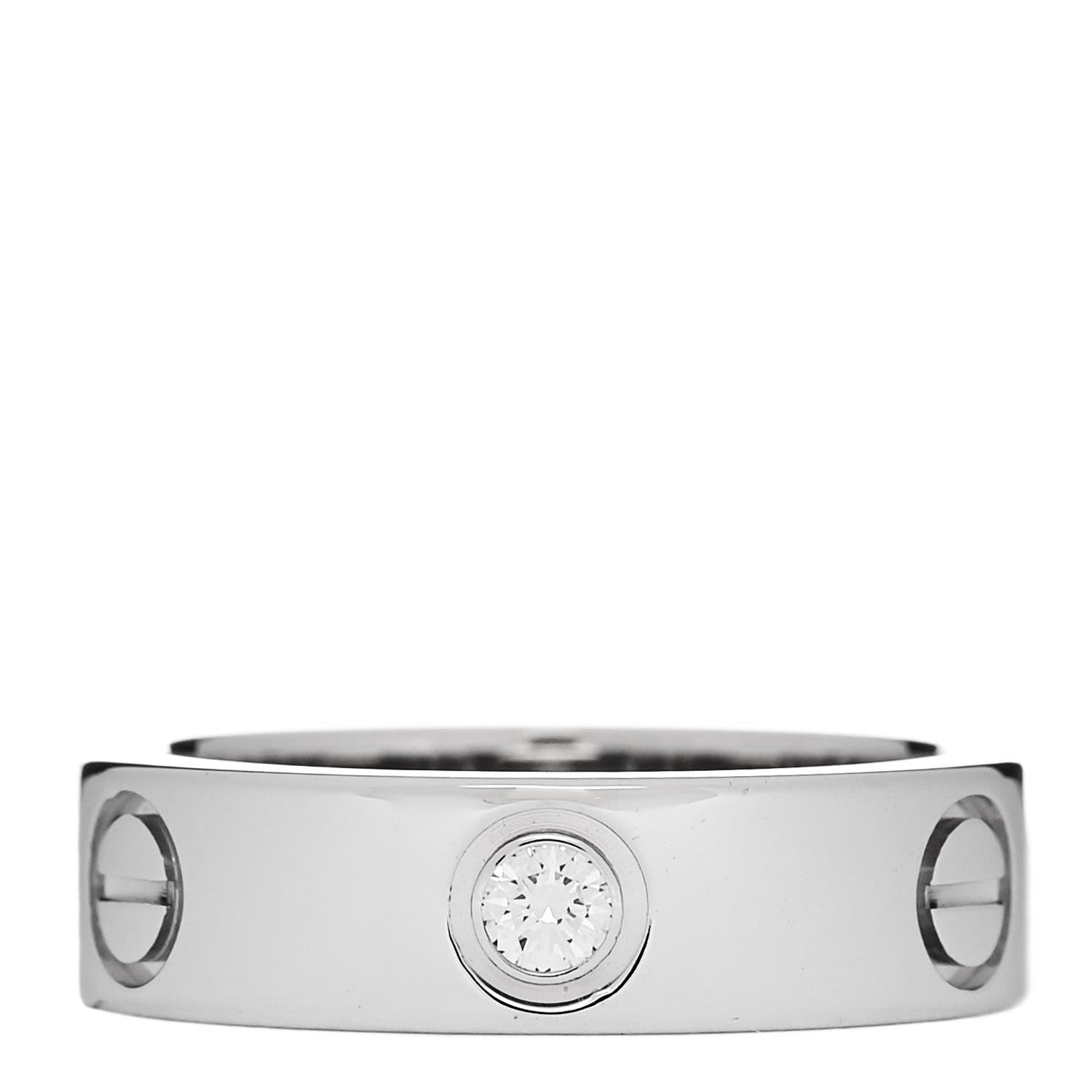 Cartier 18K White Gold 3 Diamond 5.5mm LOVE Ring 53 6.5 1 of 6