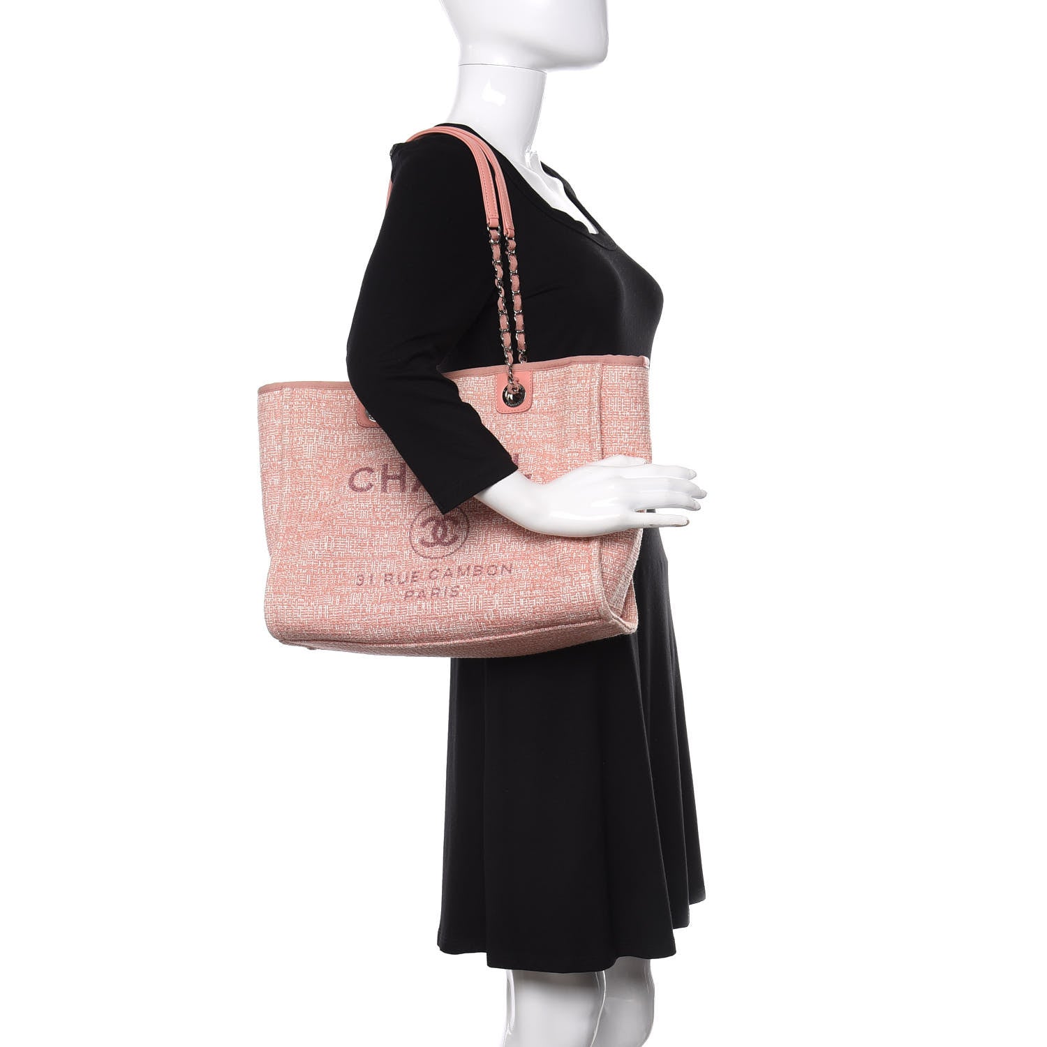 Chanel Straw Lurex Small Deauville Tote Pink 2 of 11