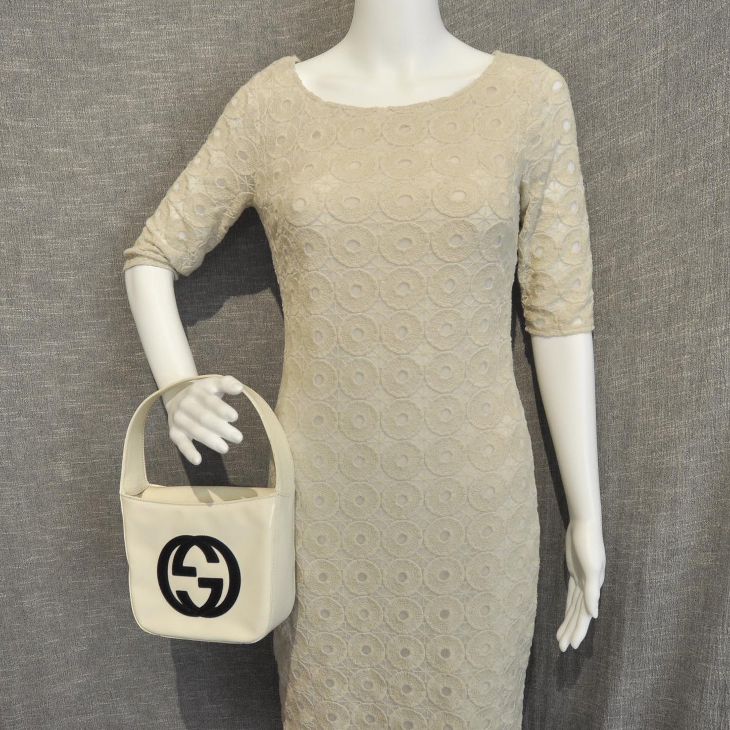 Patent Small GG Handbag Ivory