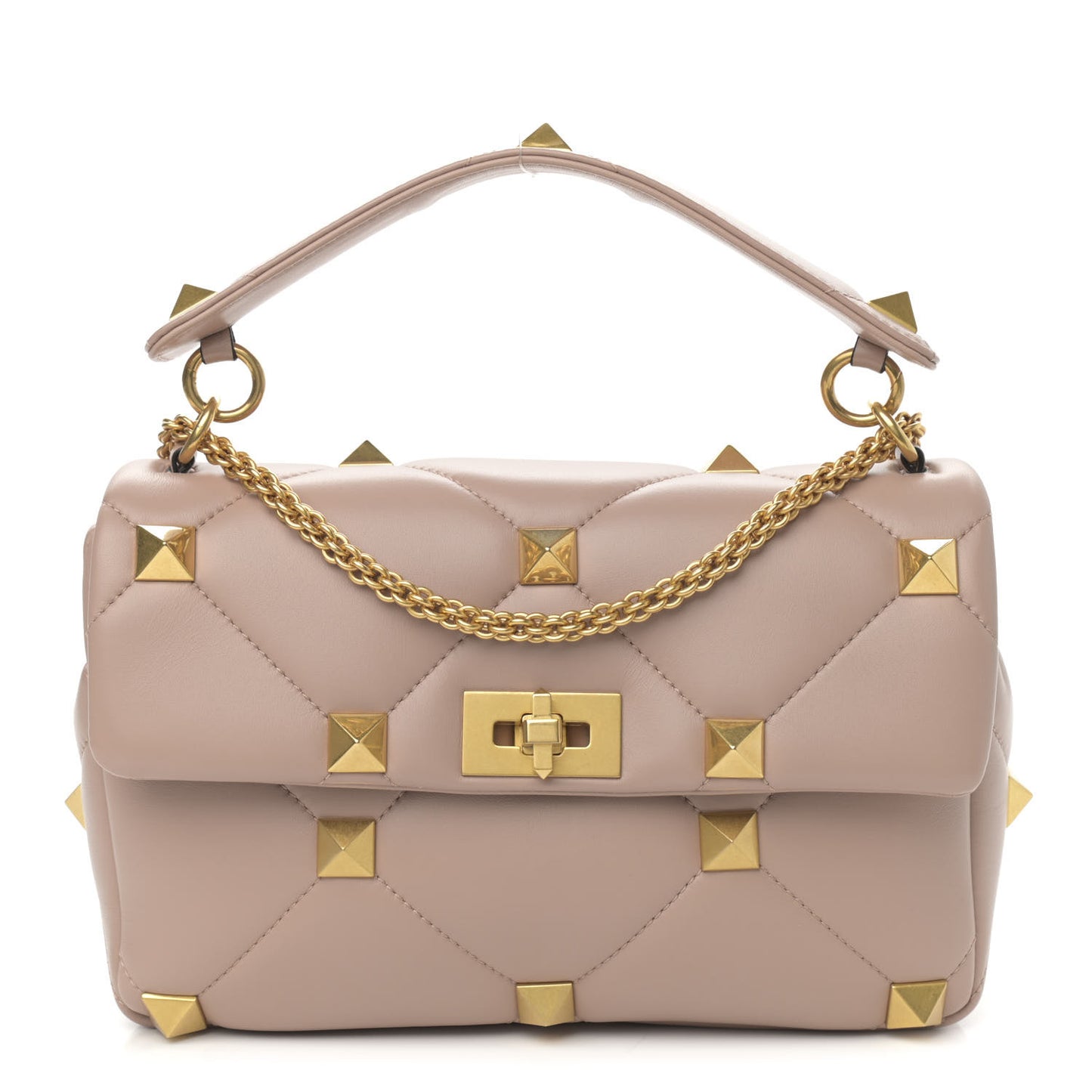 Nappa Large Roman Stud Shoulder Bag Rose Cannelle
