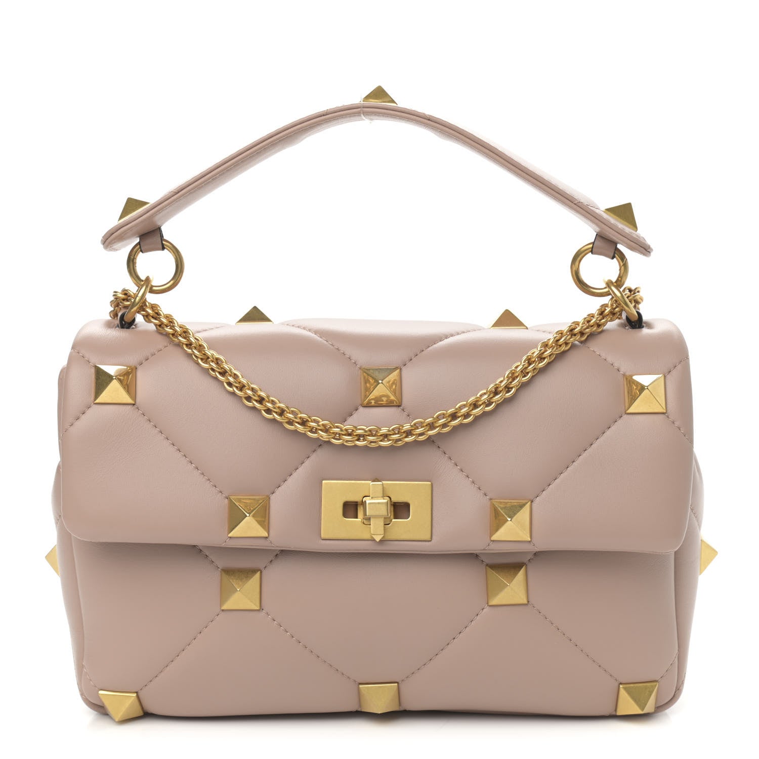 Valentino Garavani Nappa Large Roman Stud Shoulder Bag Rose Cannelle 1 of 9