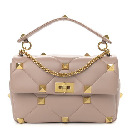 Valentino Garavani Nappa Large Roman Stud Shoulder Bag Rose Cannelle 1 of 9