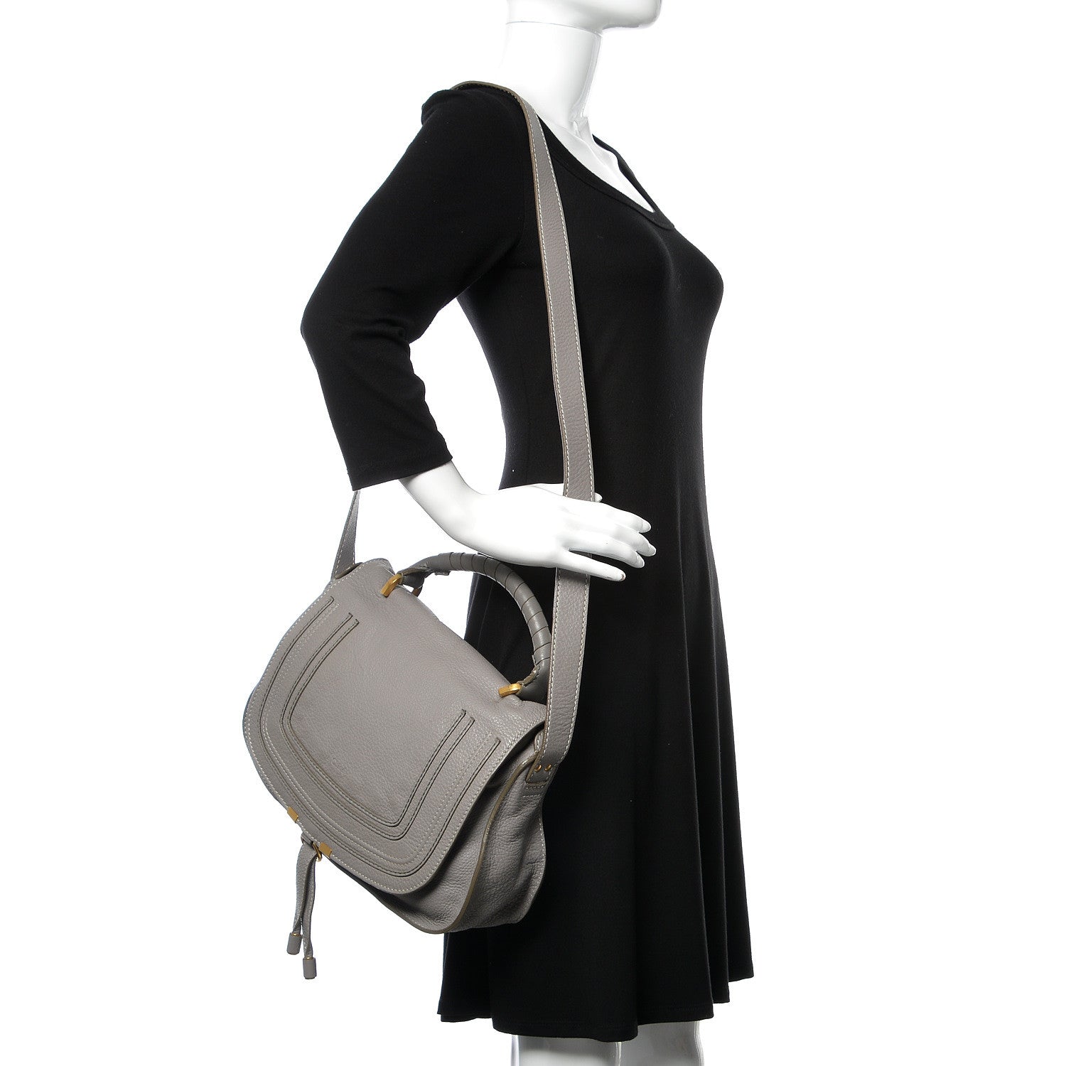 Chloe Calfskin Medium Marcie Top Handle Bag Cashmere Grey 2 of 19