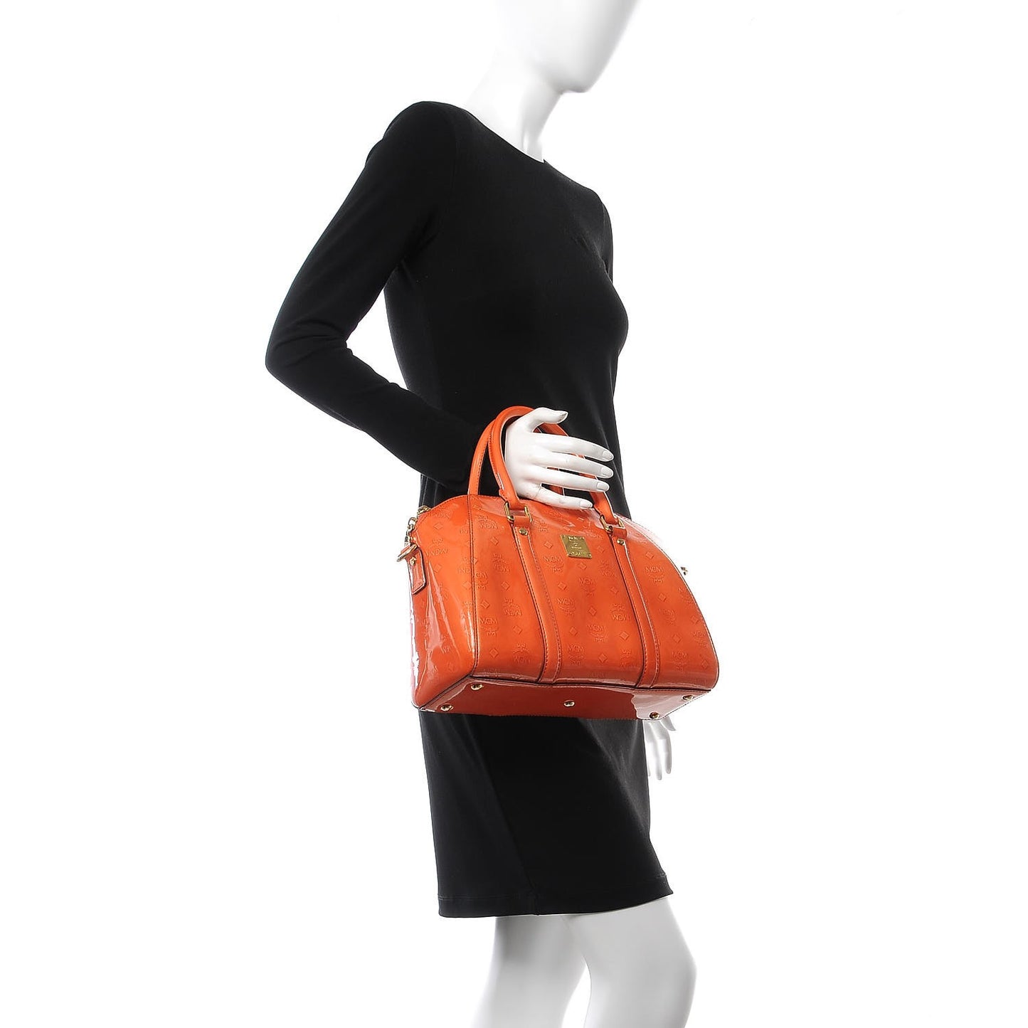 Monogram Patent Zip Top Tote Orange