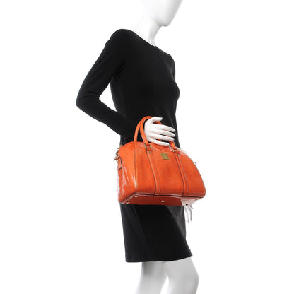 MCM Monogram Patent Zip Top Tote Orange 2 of 23