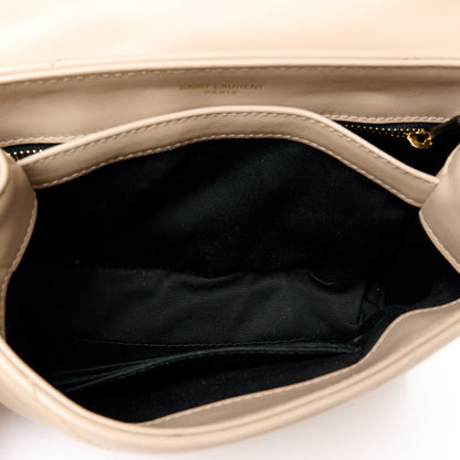 Saint Laurent Calfskin Y Quilted Monogram Toy Loulou Crossbody Bag Dark Beige 5 of 11