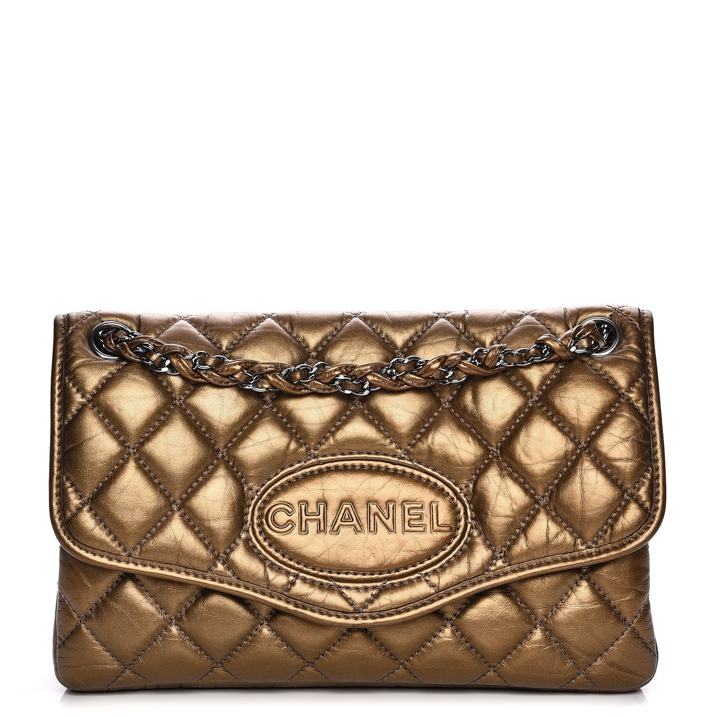 Aged Calfskin Quilted Vintage Ligne Flap Bronze