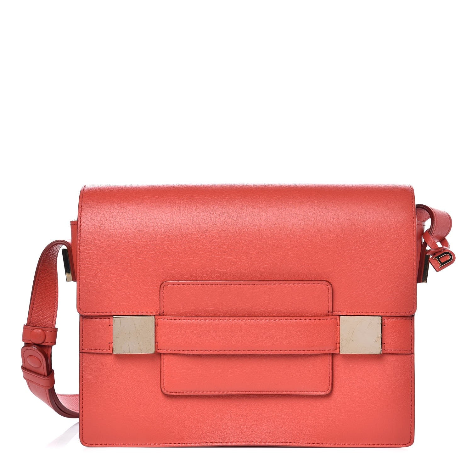 Delvaux Calfskin PM Madame Shoulder Bag Coral 1 of 9