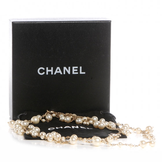 Classic CC Long Pearl Necklace Gold