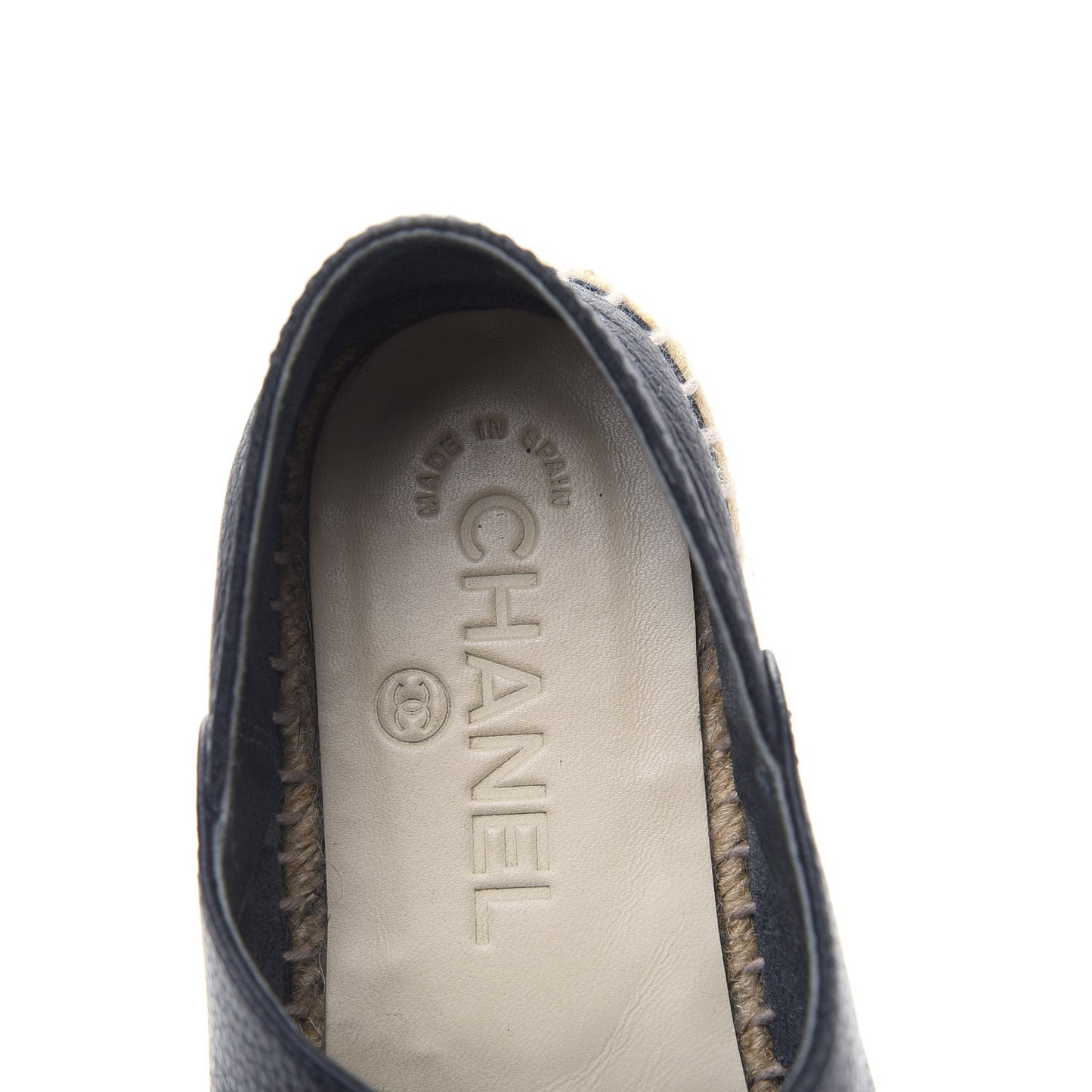 Grained Calfskin CC Espadrilles 36 Black