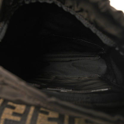 Fendi Recycled Fabric Jacquard Vitello Astro FF 1974 Small Fendiness Backpack Tobacco Moro Black 5 of 10