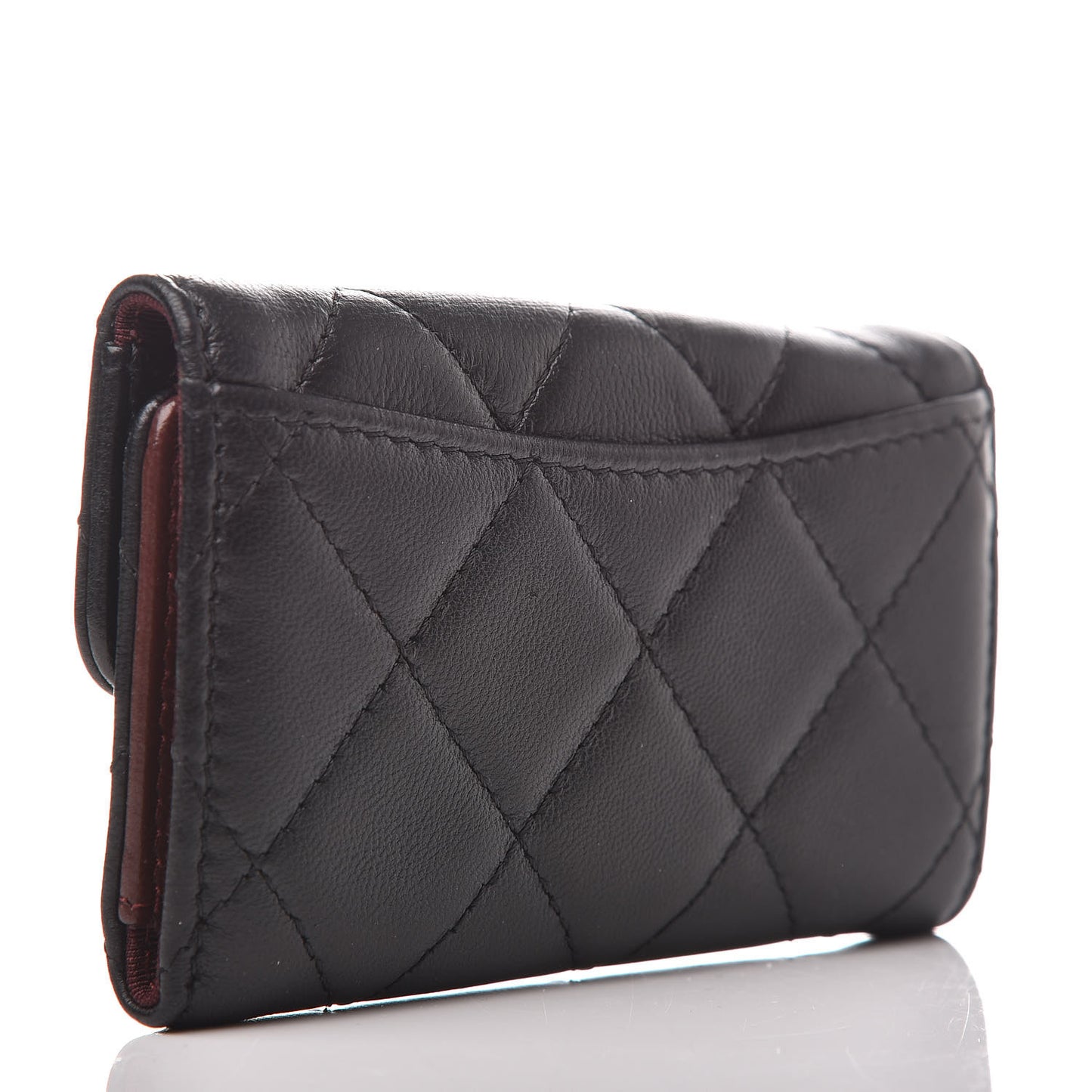 Lambskin Quilted 6 Key Holder Black