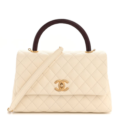 Chanel Caviar Lizard Quilted Small Coco Handle Flap Ivory 1 of 34