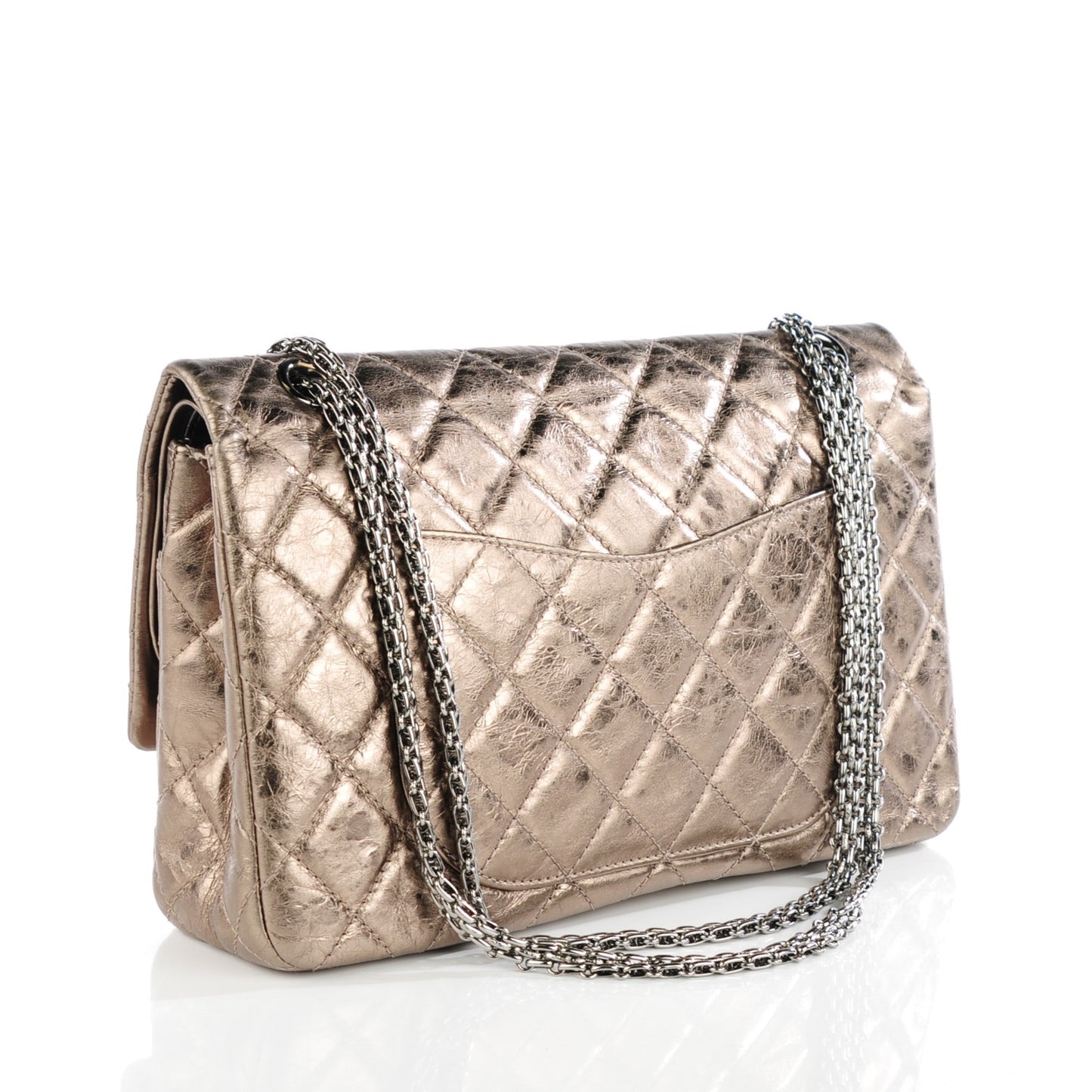 Metallic Aged Calfskin Quilted 2.55 Reissue 227 Flap Light Gold