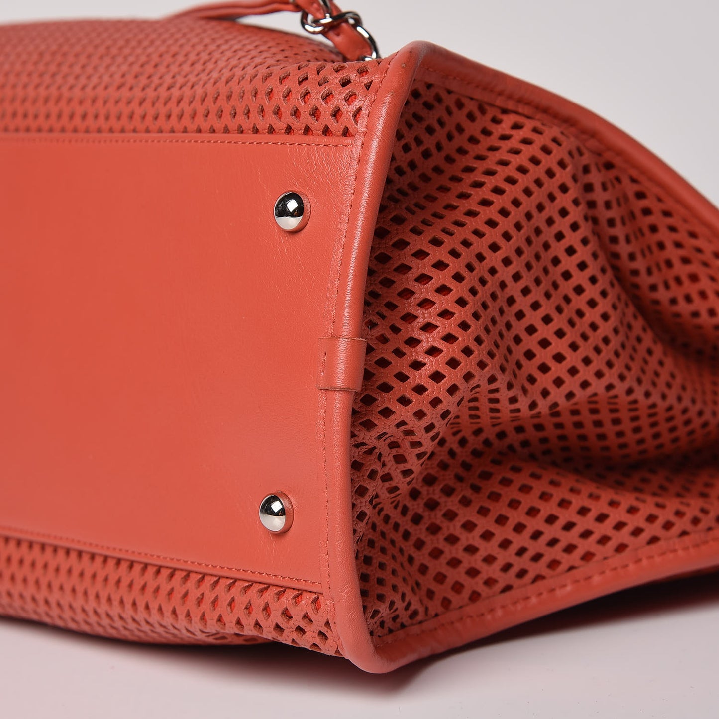 Calfskin Perforated Up In The Air Tote Red