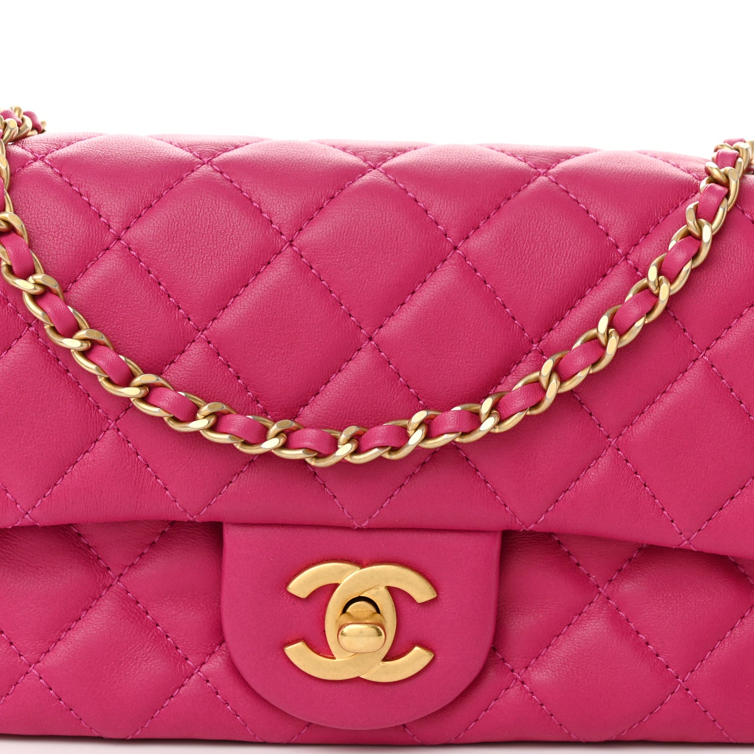 Chanel Lambskin Quilted Mini Rectangular Pearl Crush Flap Fuchsia 8 of 11