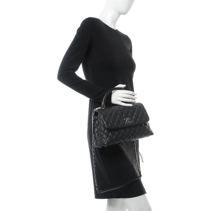 Chanel Caviar Lizard Quilted Small Coco Handle Flap Black 2 of 8