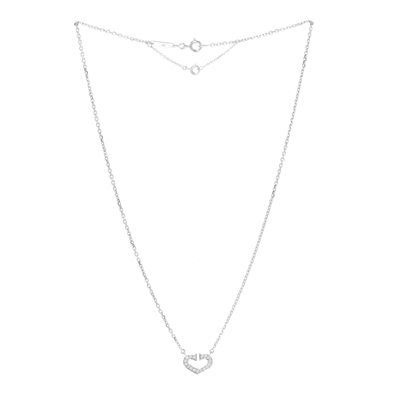 Cartier 18K White Gold Diamond Small Hearts and Symbols Pendant Necklace 3 of 5